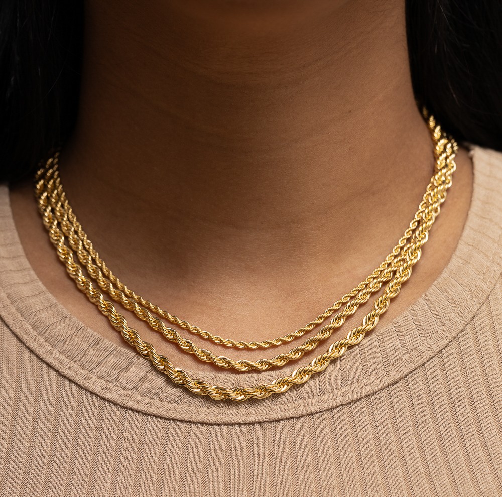 CORRENTE CABO DE AÇO G 5MM BANHO OURO 18K