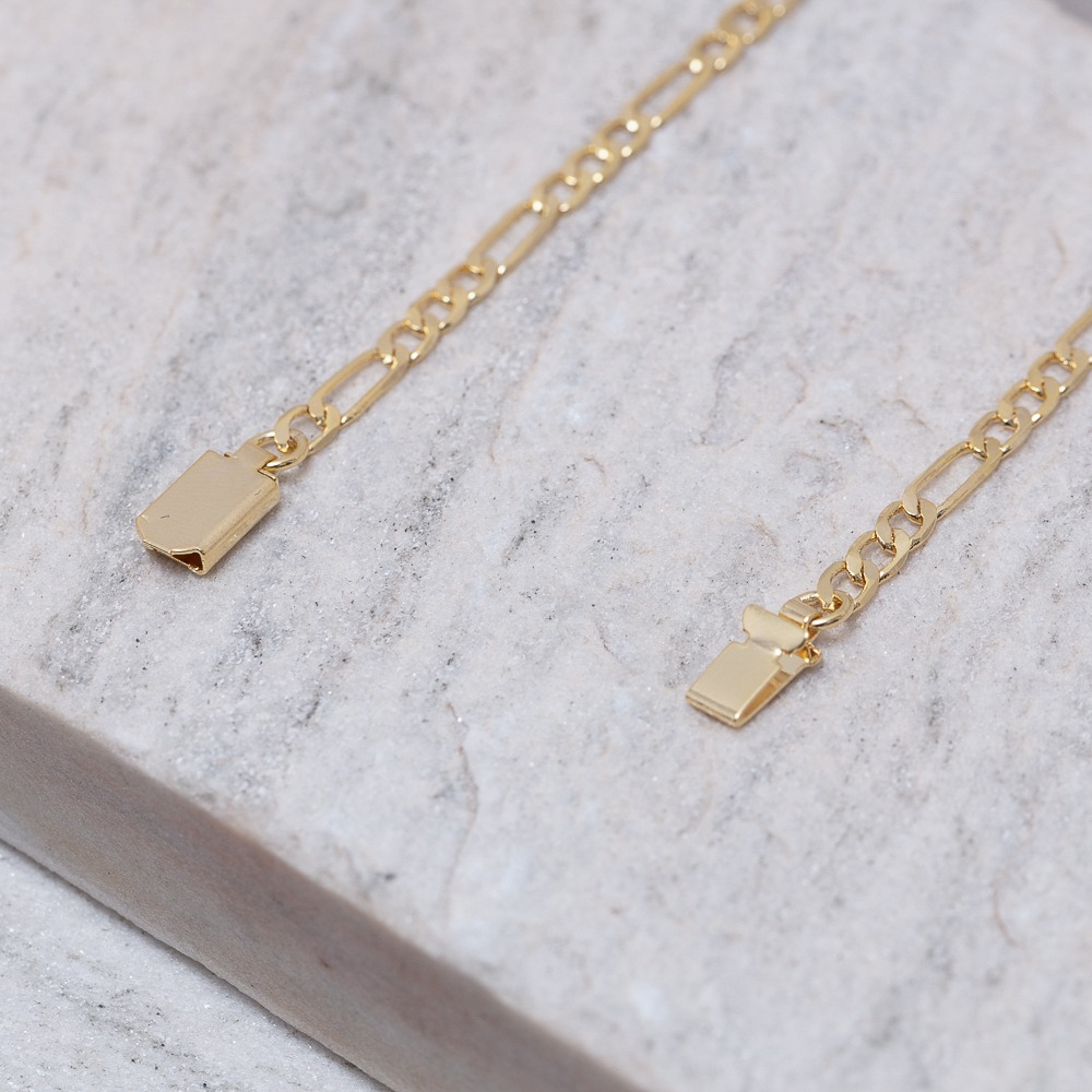PULSEIRA MASCULINA ELOS DUPLOS BANHO OURO 18K