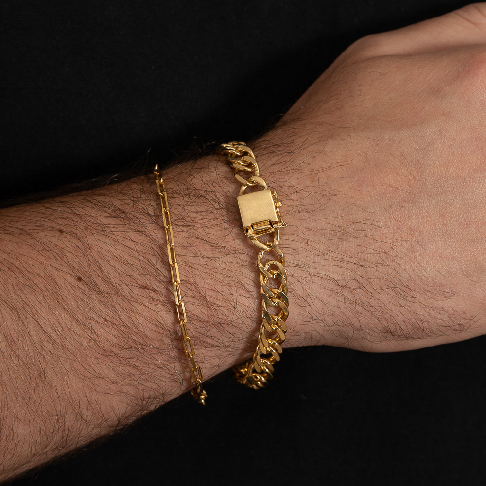 PULSEIRA MASCULINA CARTIER FINA BANHO OURO 18K