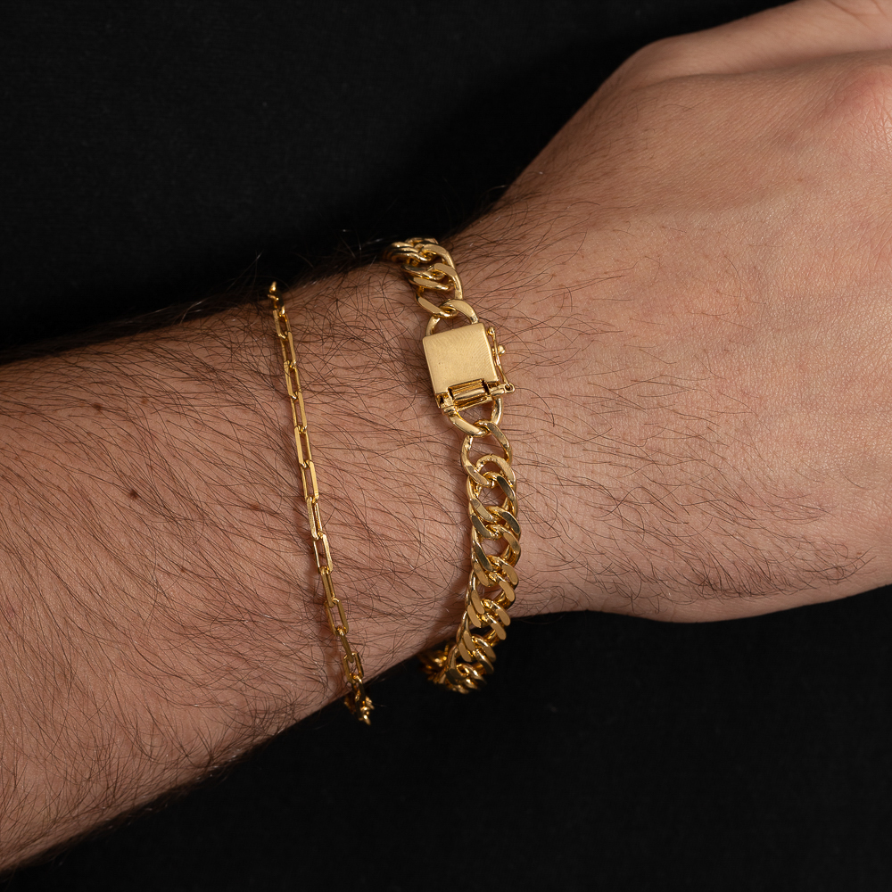 PULSEIRA MASCULINA CARTIER FINA BANHO OURO 18K