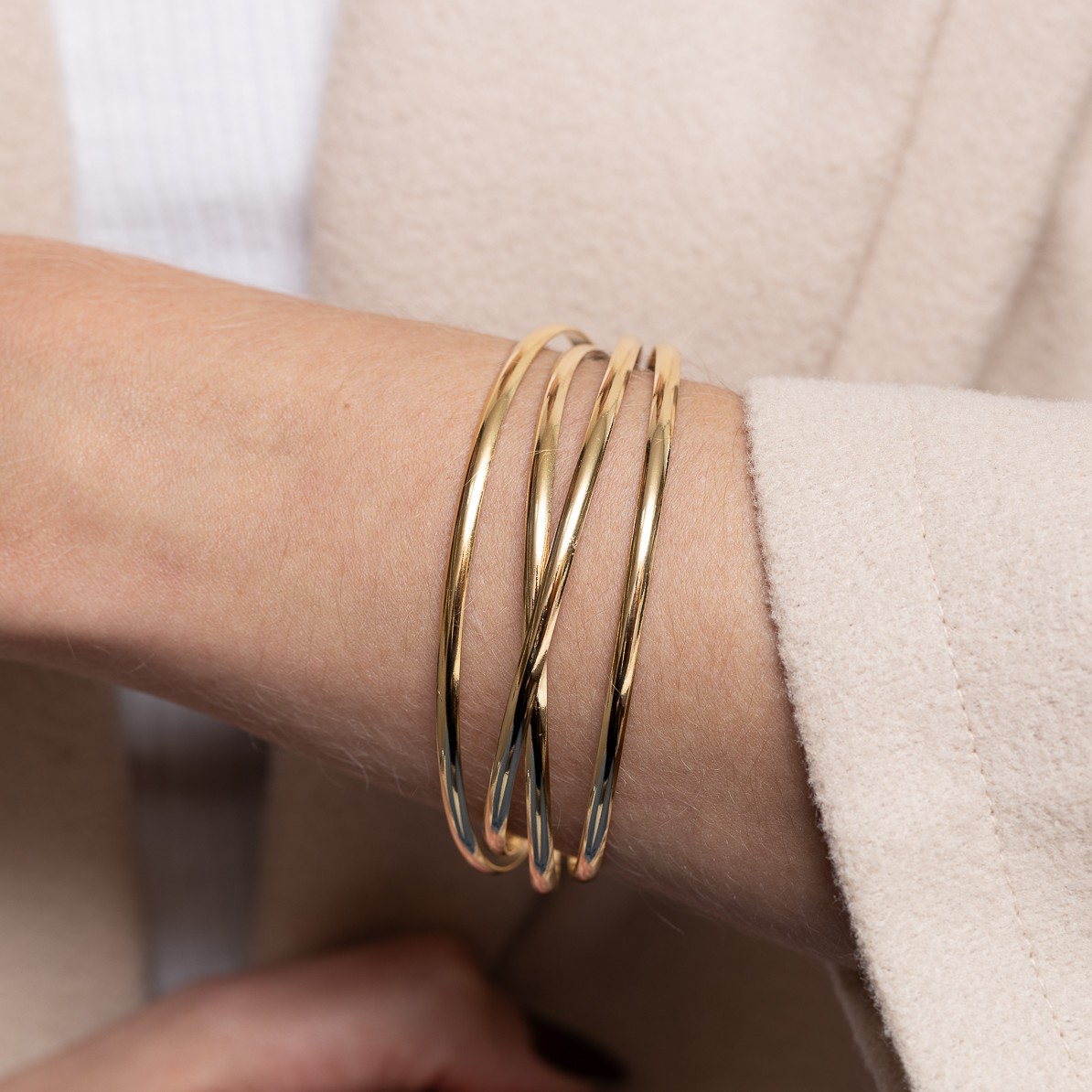 BRACELETE QUATRO AROS BANHO OURO 18K