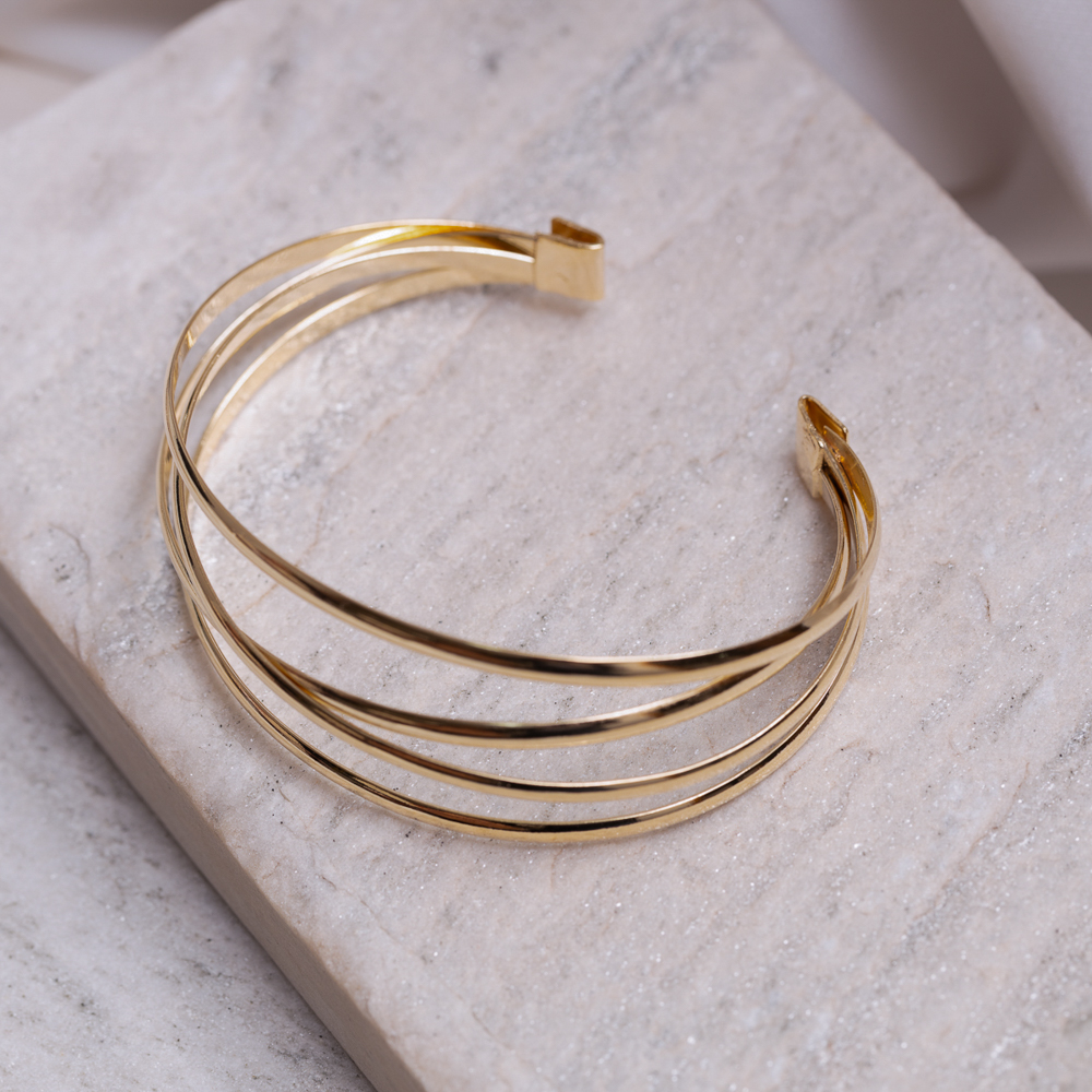 BRACELETE QUATRO AROS BANHO OURO 18K