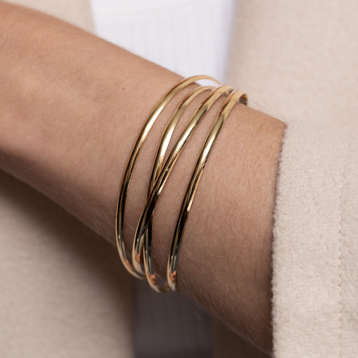 BRACELETE QUATRO AROS BANHO OURO 18K