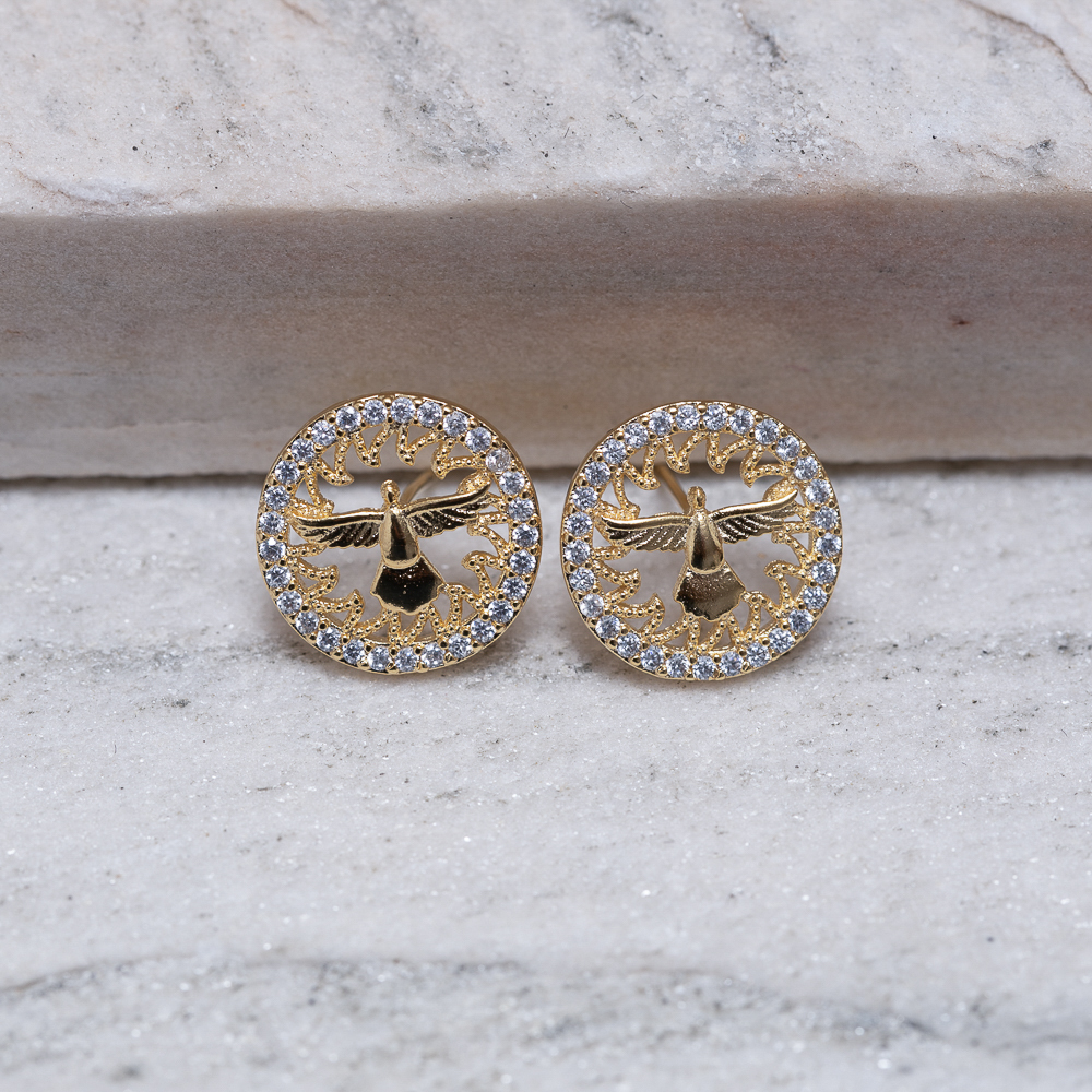 BRINCO ESPÍRITO SANTO CRAVEJADO BANHO OURO 18K