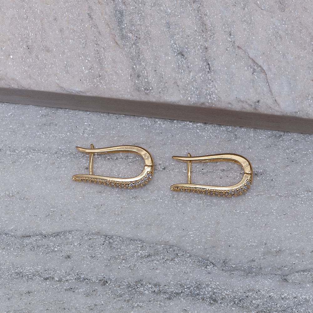BRINCO ARGOLA HARPA CRAVEJADA BANHO OURO 18K