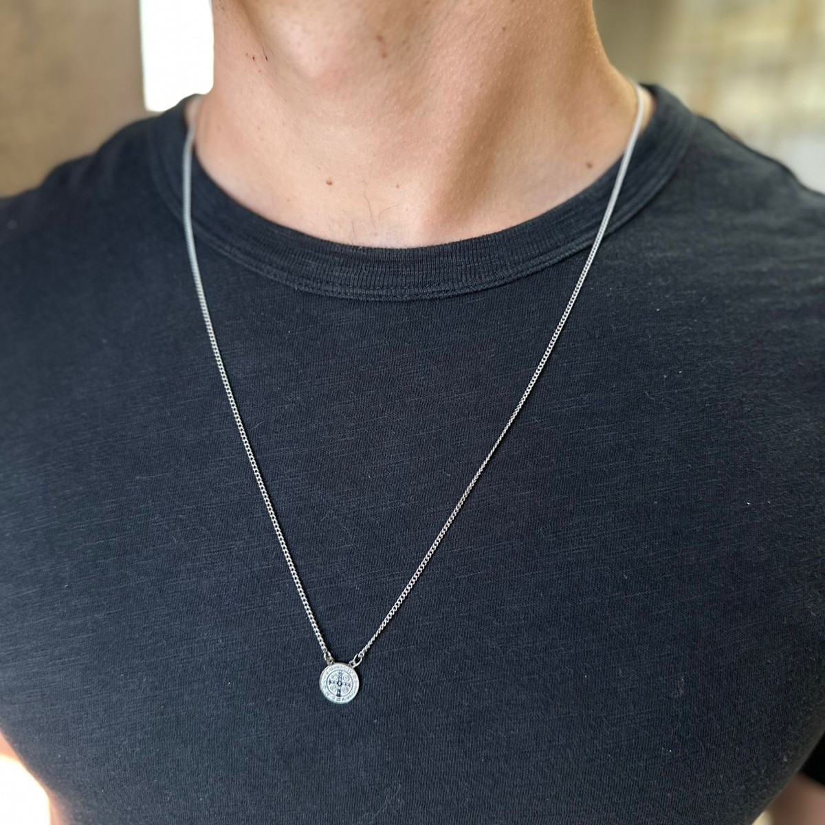 ESCAPULÁRIO SÃO BENTO EM AÇO INOX