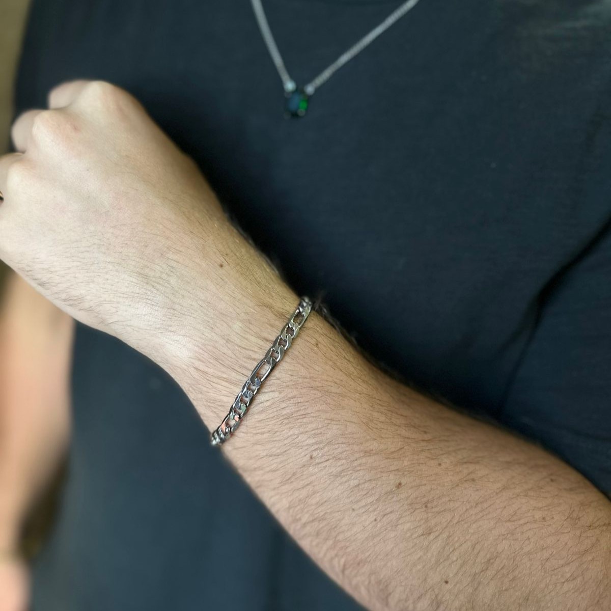 PULSEIRA MASCULINA ELOS DUPLOS EM AÇO INOX