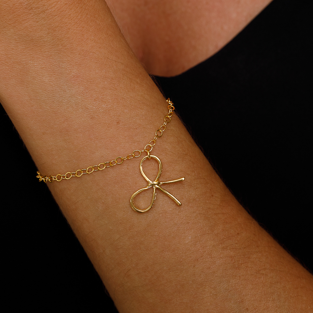 PULSEIRA LAÇO LISO VAZADA BANHO OURO 18K