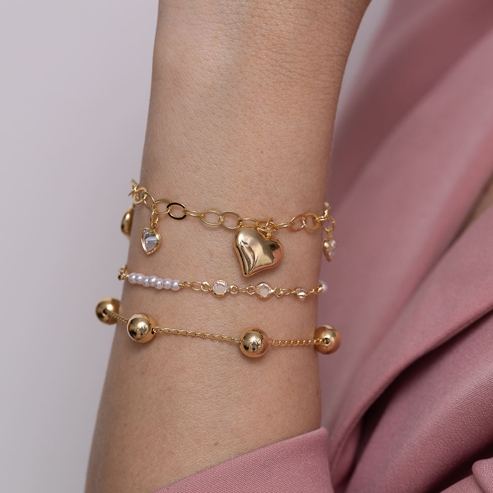 PULSEIRA BOLA LISA M BANHO OURO 18K