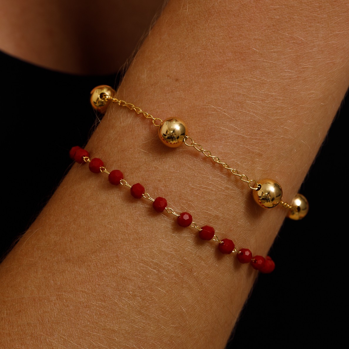 PULSEIRA BOLA LISA M BANHO OURO 18K
