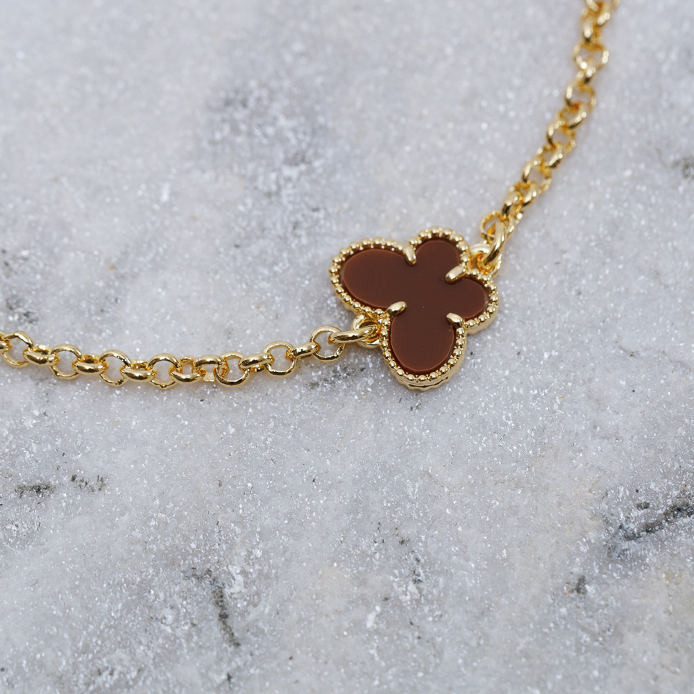 PULSEIRA BORBOLETA MORROM BANHO OURO 18K
