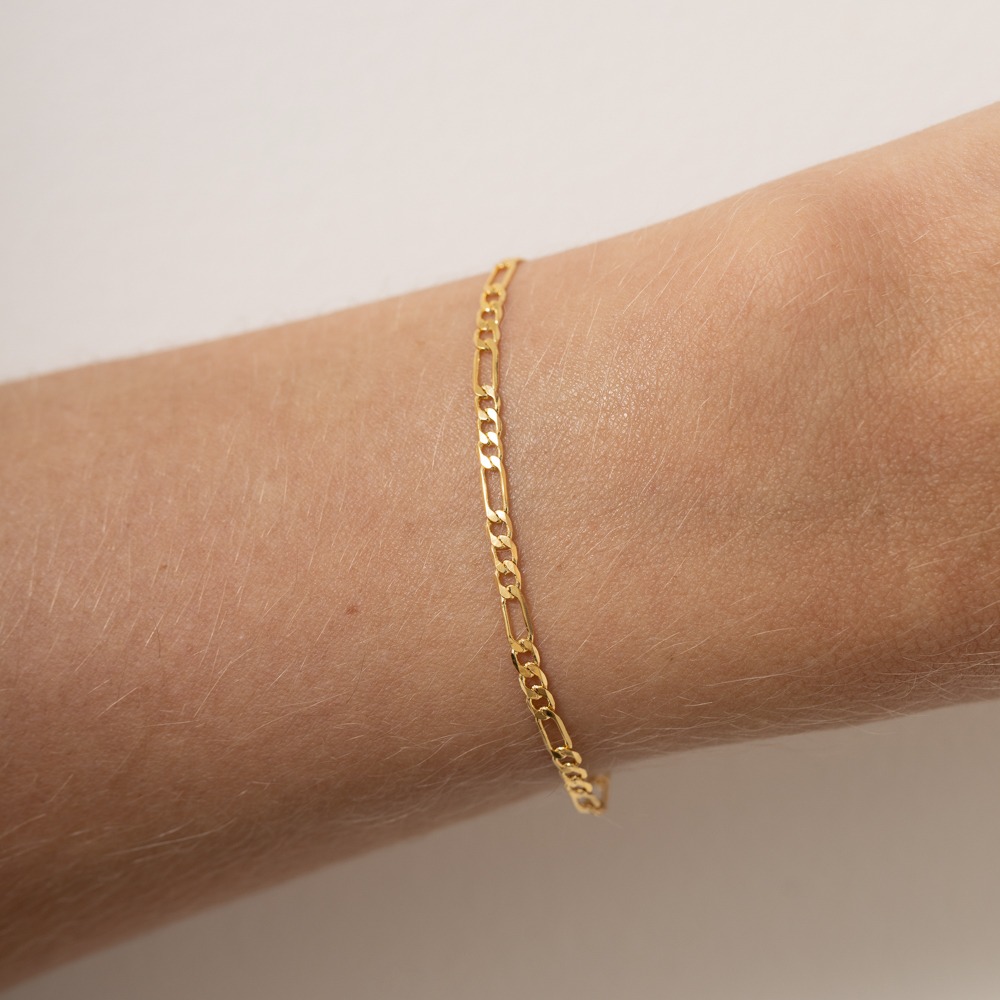 PULSEIRA INFANTIL MASCULINA TRÊS ELOS BANHO OURO 18K