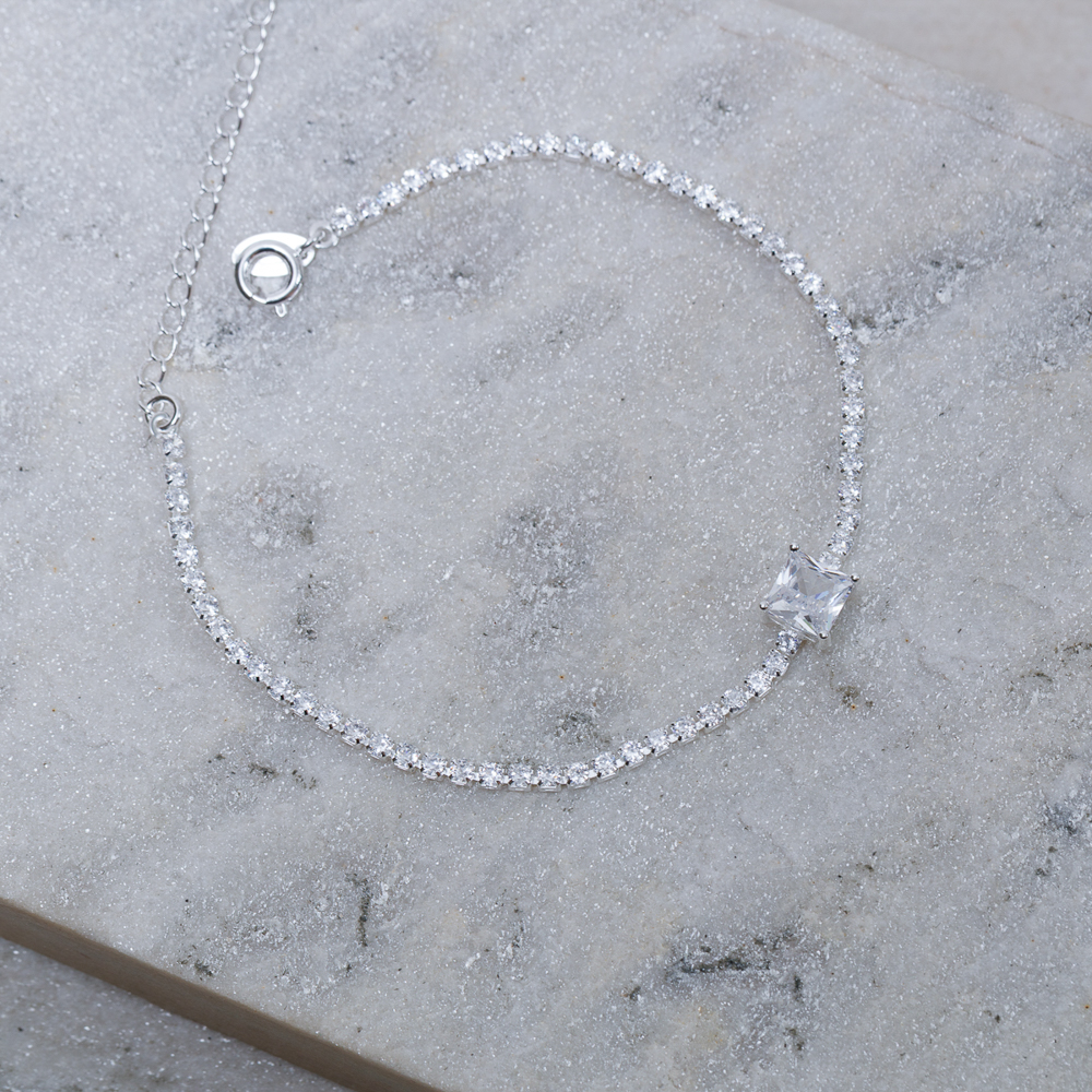 PULSEIRA RIVIERA P CRISTAL BANHO PRATA