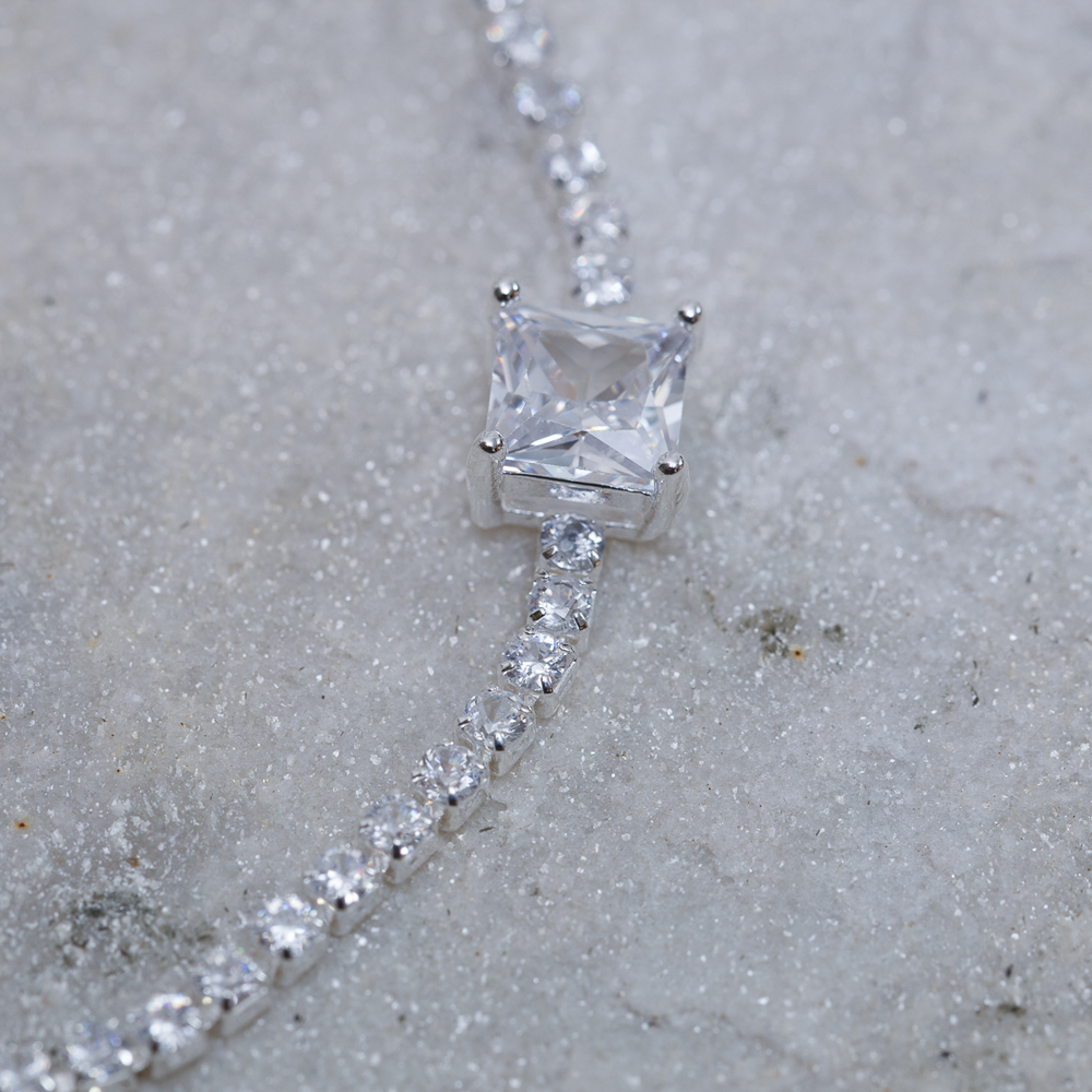 PULSEIRA RIVIERA P CRISTAL BANHO PRATA