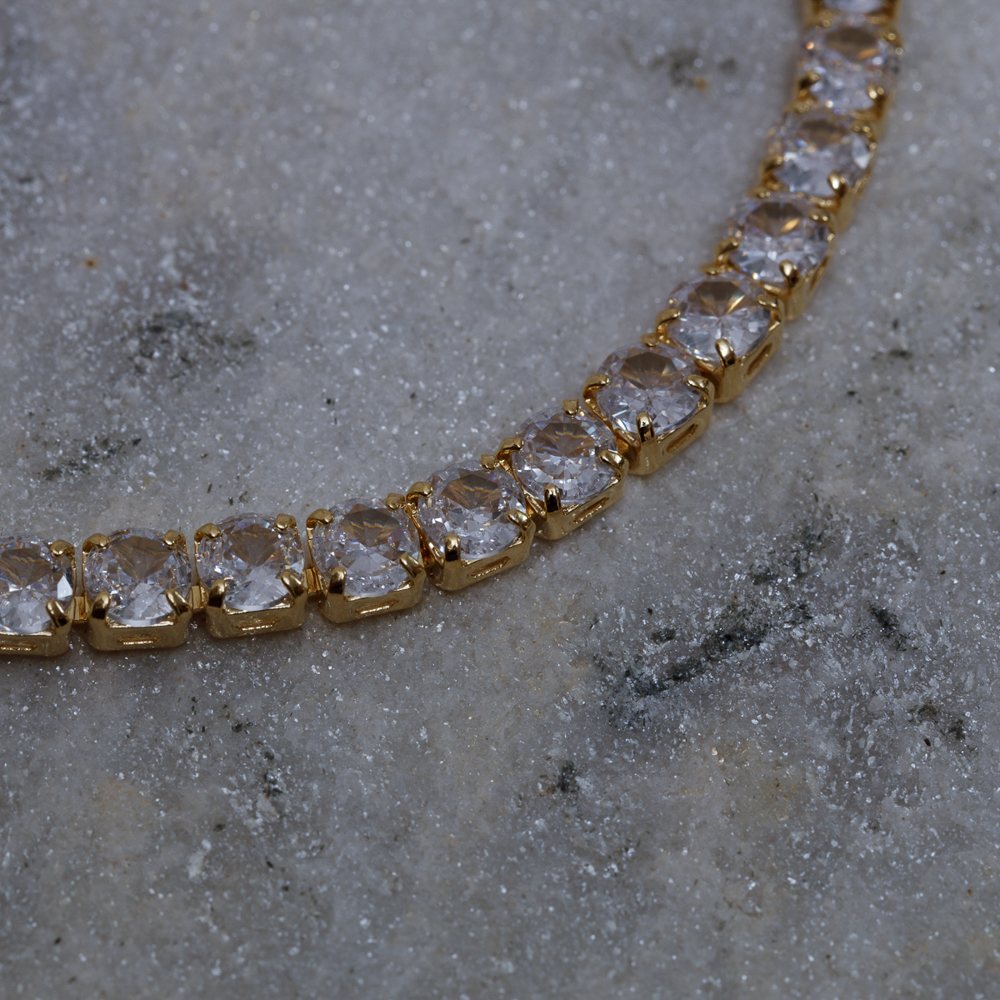 PULSEIRA RIVIERA CRISTAL BANHO OURO 18K