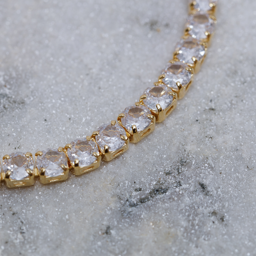 PULSEIRA RIVIERA CRISTAL BANHO OURO 18K