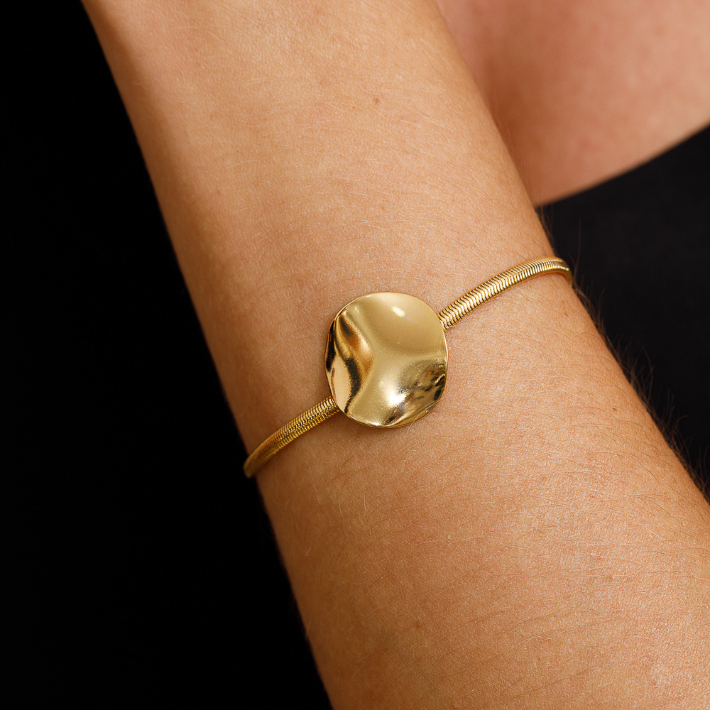 PULSEIRA FIO ALEMÃO COM CÍRCULO BANHO OURO 18K