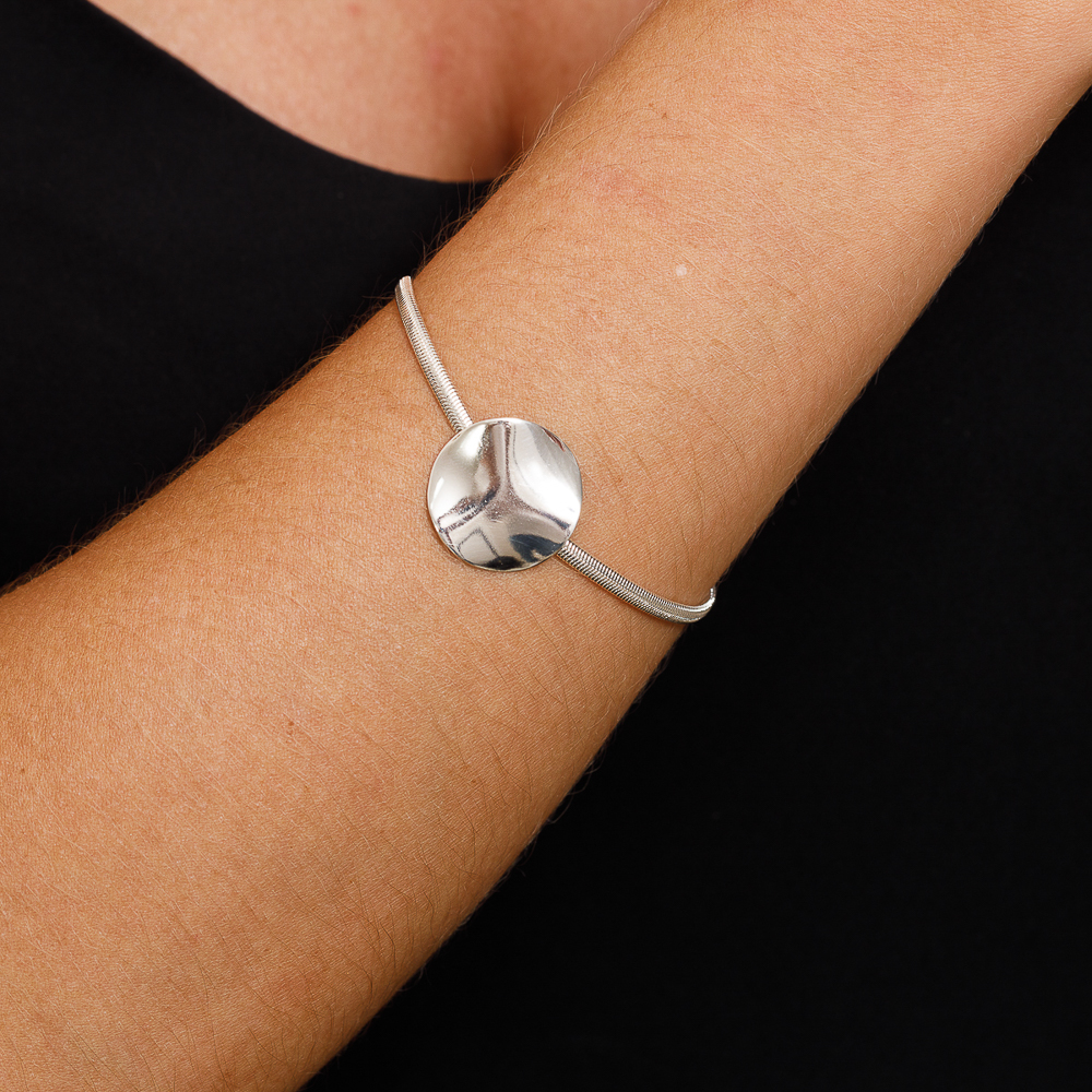PULSEIRA FIO ALEMÃO COM CÍRCULO BANHO PRATA
