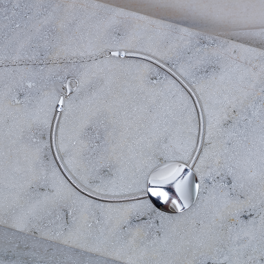 PULSEIRA FIO ALEMÃO COM CÍRCULO BANHO PRATA
