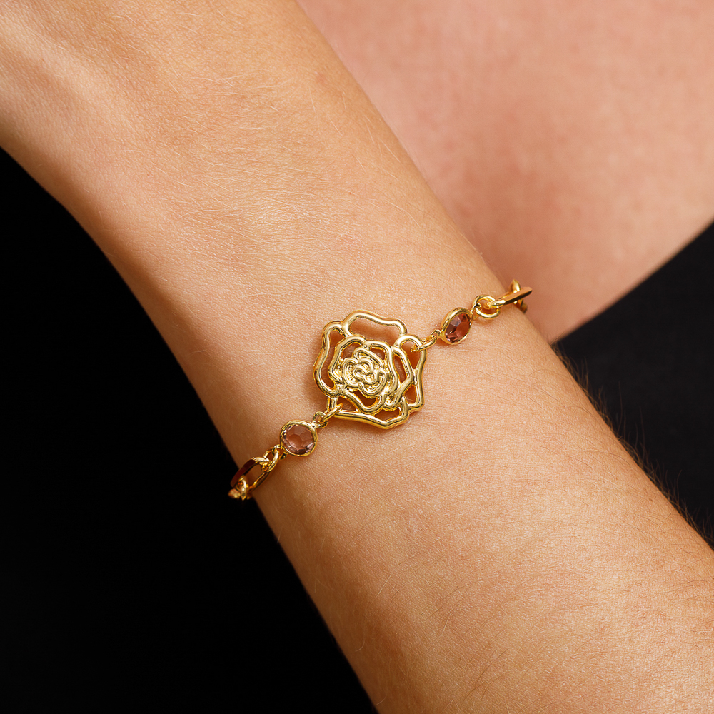 PULSEIRA FLOR DE PRIMAVERA BANHO OURO 18K