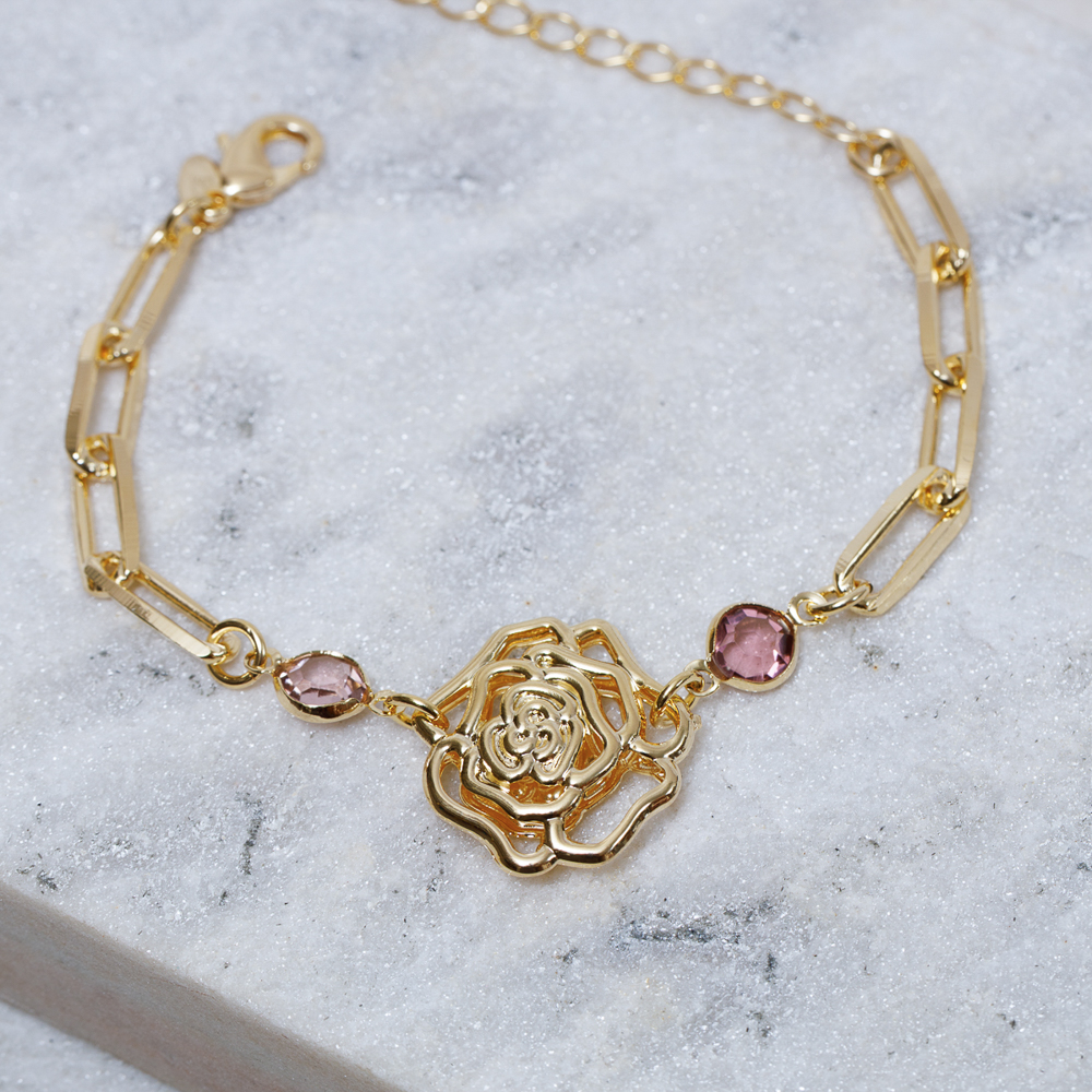 PULSEIRA FLOR DE PRIMAVERA BANHO OURO 18K