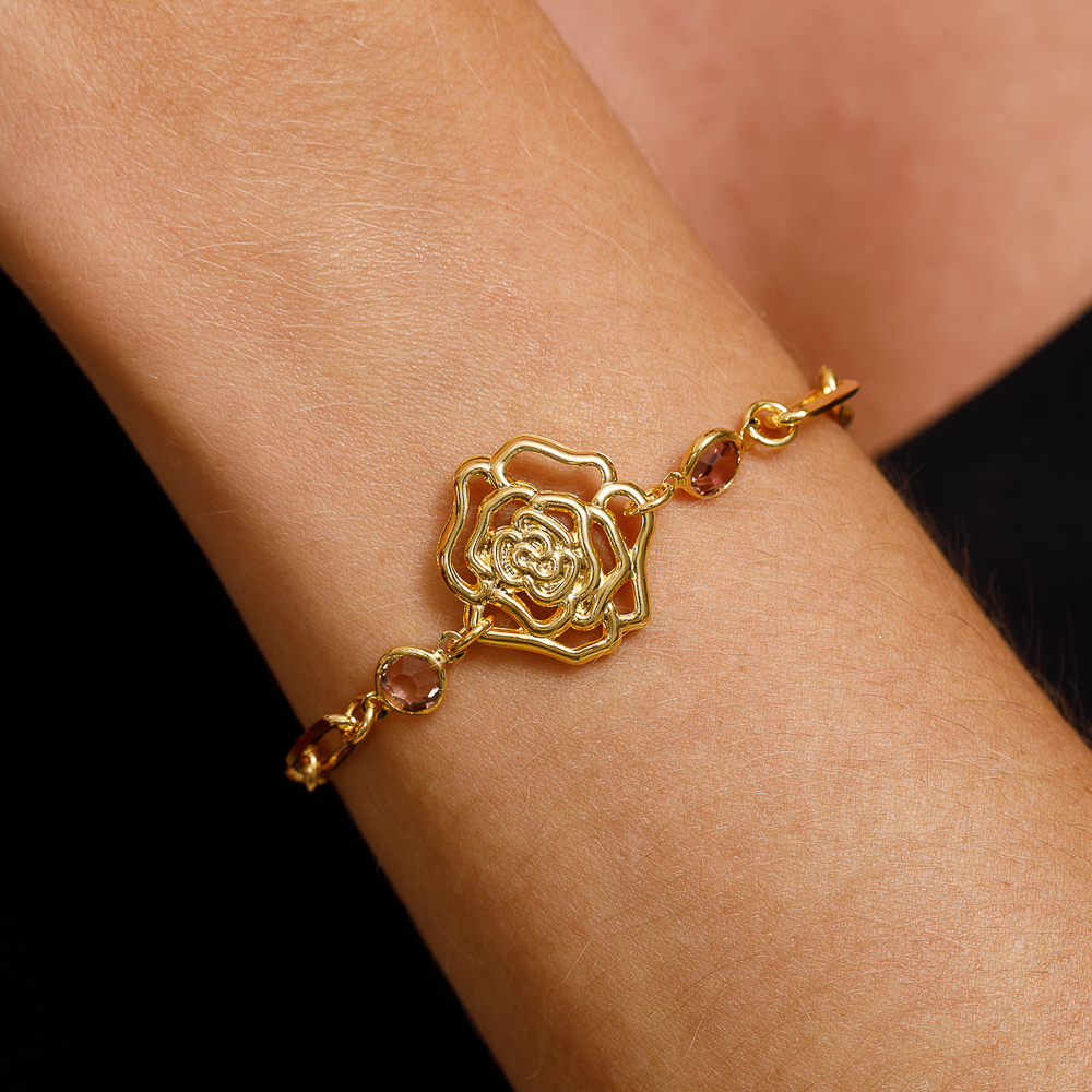 PULSEIRA FLOR DE PRIMAVERA BANHO OURO 18K