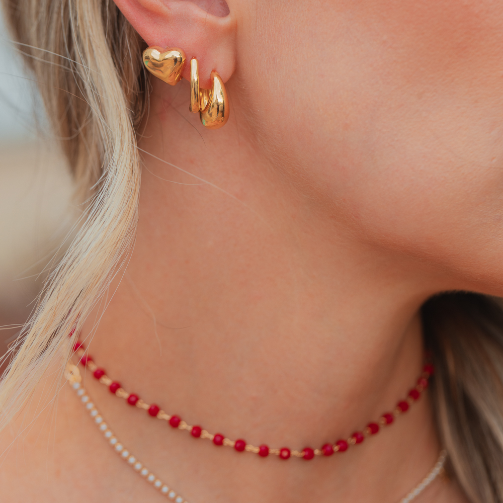 CHOKER BOLINHAS VINHO BANHO OURO 18K