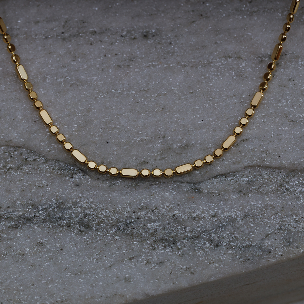 COLAR LONGO ELOS DUPLOS ESPELHADO BANHO OURO 18K