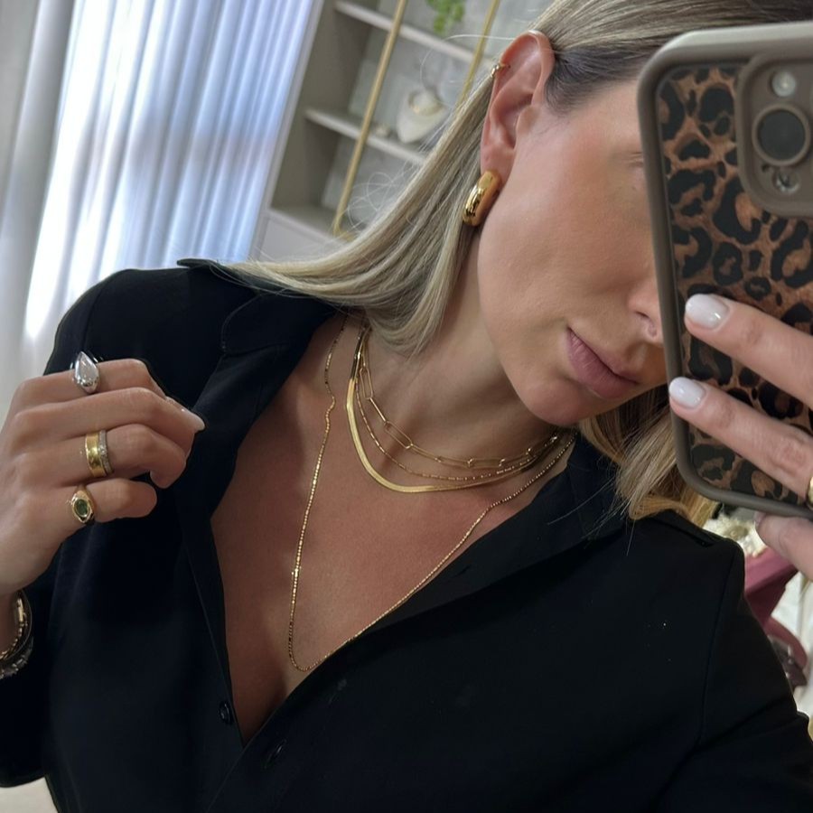 COLAR LONGO DIAMANTADO DUPLO BANHO OURO 18K