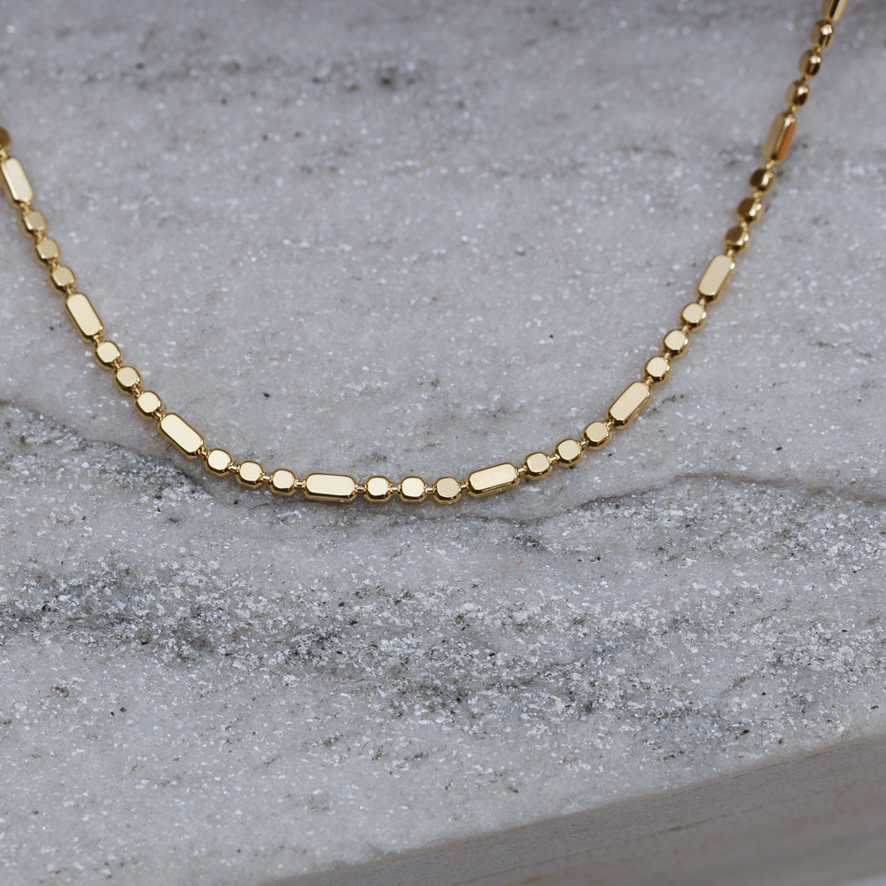 COLAR LONGO ELOS DUPLOS ESPELHADO BANHO OURO 18K