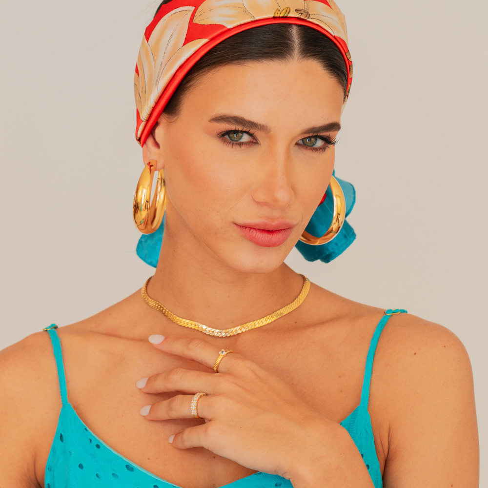 CHOKER ELOS GRUMET ESPELHADO BANHO OURO 18K