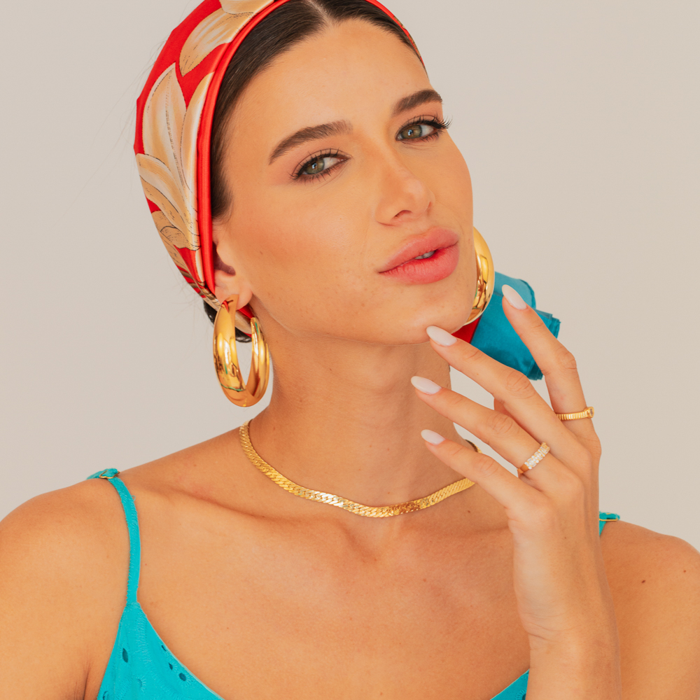 CHOKER ELOS GRUMET ESPELHADO BANHO OURO 18K