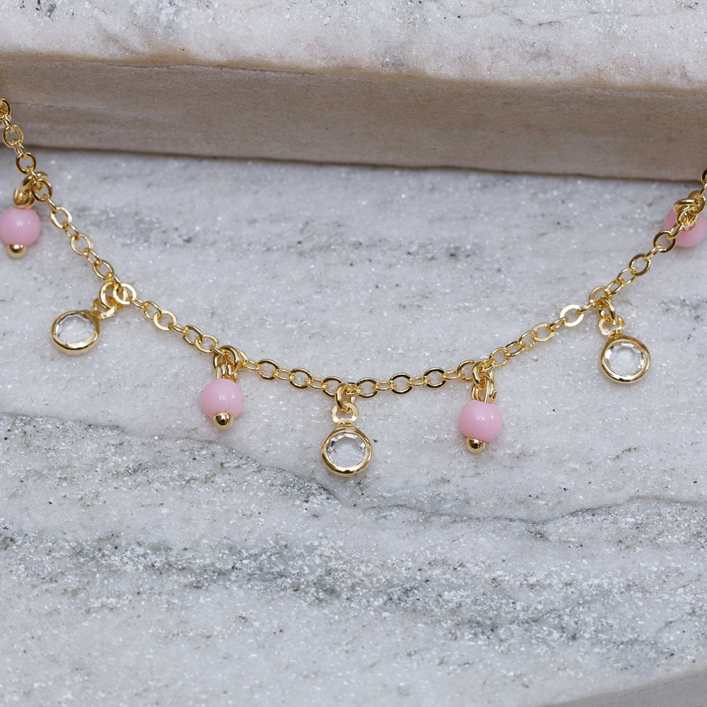 CHOKER FLOR DE SILENE COM CRISTAIS BANHO OURO 18K