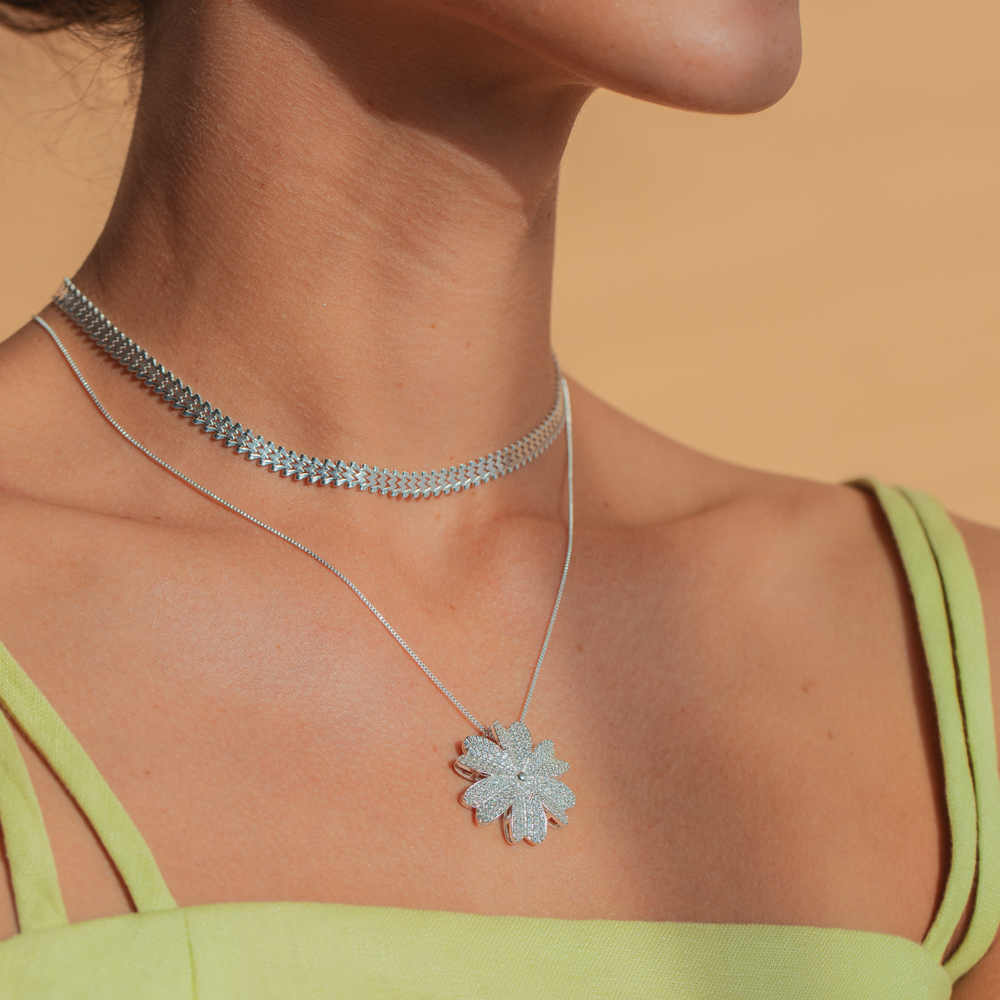 CHOKER MULHER MARAVILHA BANHO PRATA