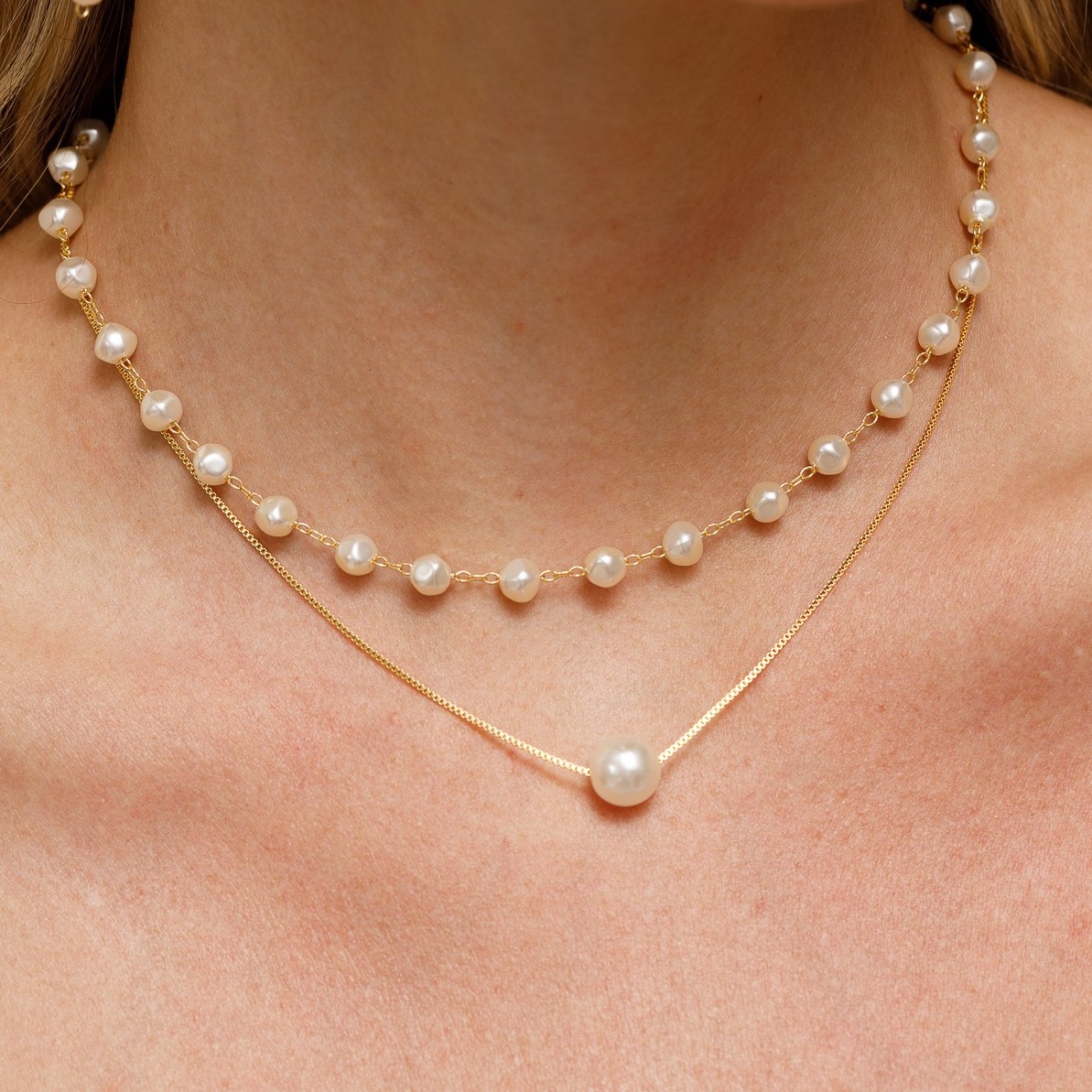 COLAR PÉROLA G BANHO OURO 18K