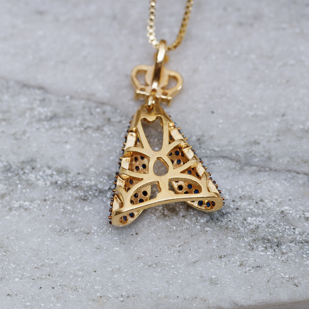 COLAR NOSSA SENHORA MANTO AZUL BANHO OURO 18K