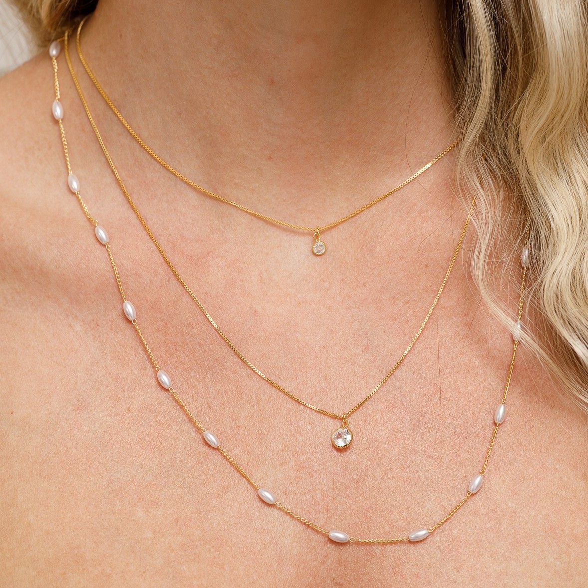 COLAR DUPLO PONTO DE LUZ CRISTAL BANHO OURO 18K