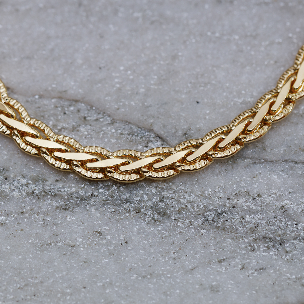 CHOKER MALHA TRANÇADA BANHO OURO 18K