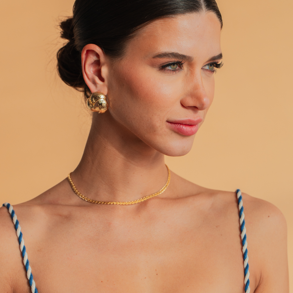 CHOKER MALHA TRANÇADA BANHO OURO 18K