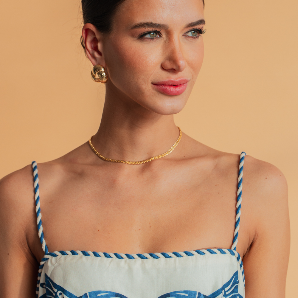 CHOKER MALHA TRANÇADA BANHO OURO 18K