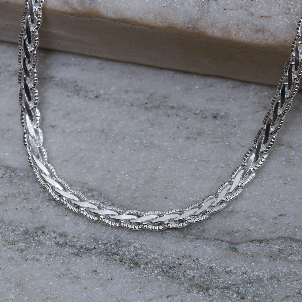 CHOKER MALHA TRANÇADA BANHO PRATA