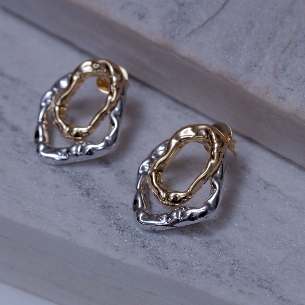 BRINCO ORGÂNICO MONTAGEM COM RÓDIO BRANCO BANHO OURO 18K