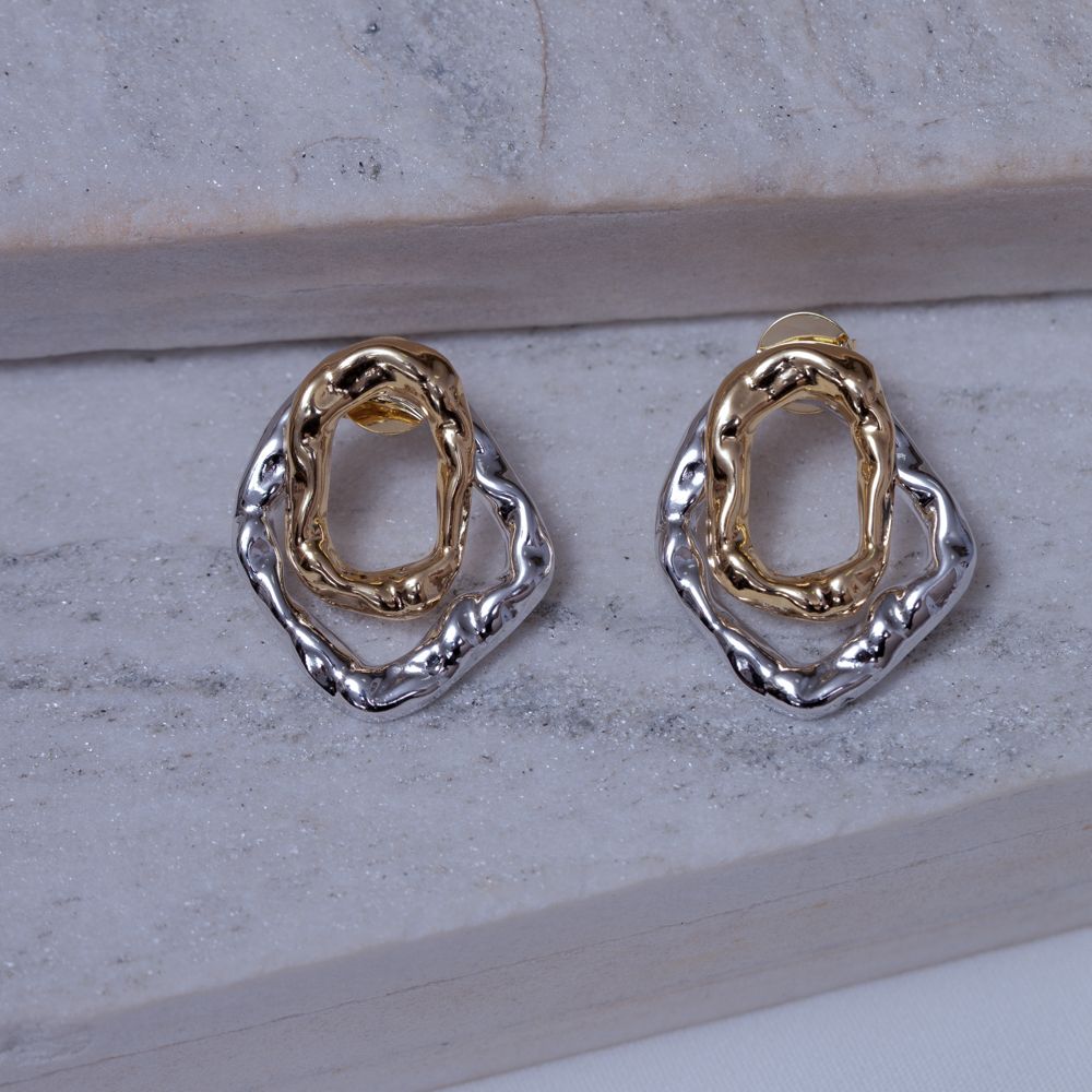 BRINCO ORGÂNICO MONTAGEM COM RÓDIO BRANCO BANHO OURO 18K