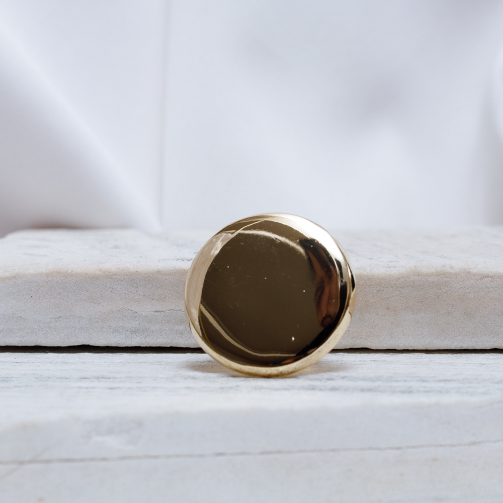 ANEL GRANDE REDONDO LISO BANHO OURO 18K