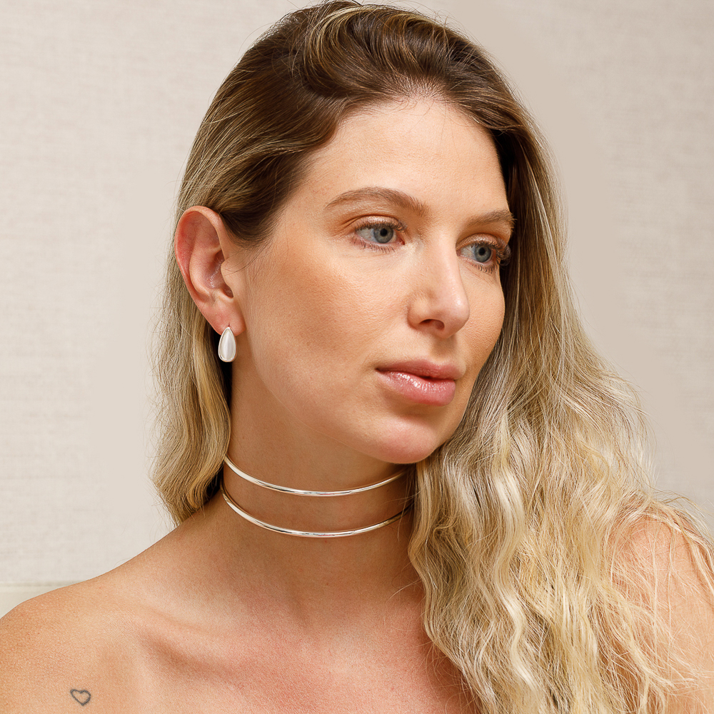 COLAR ARO DUPLO LISO BANHO PRATA