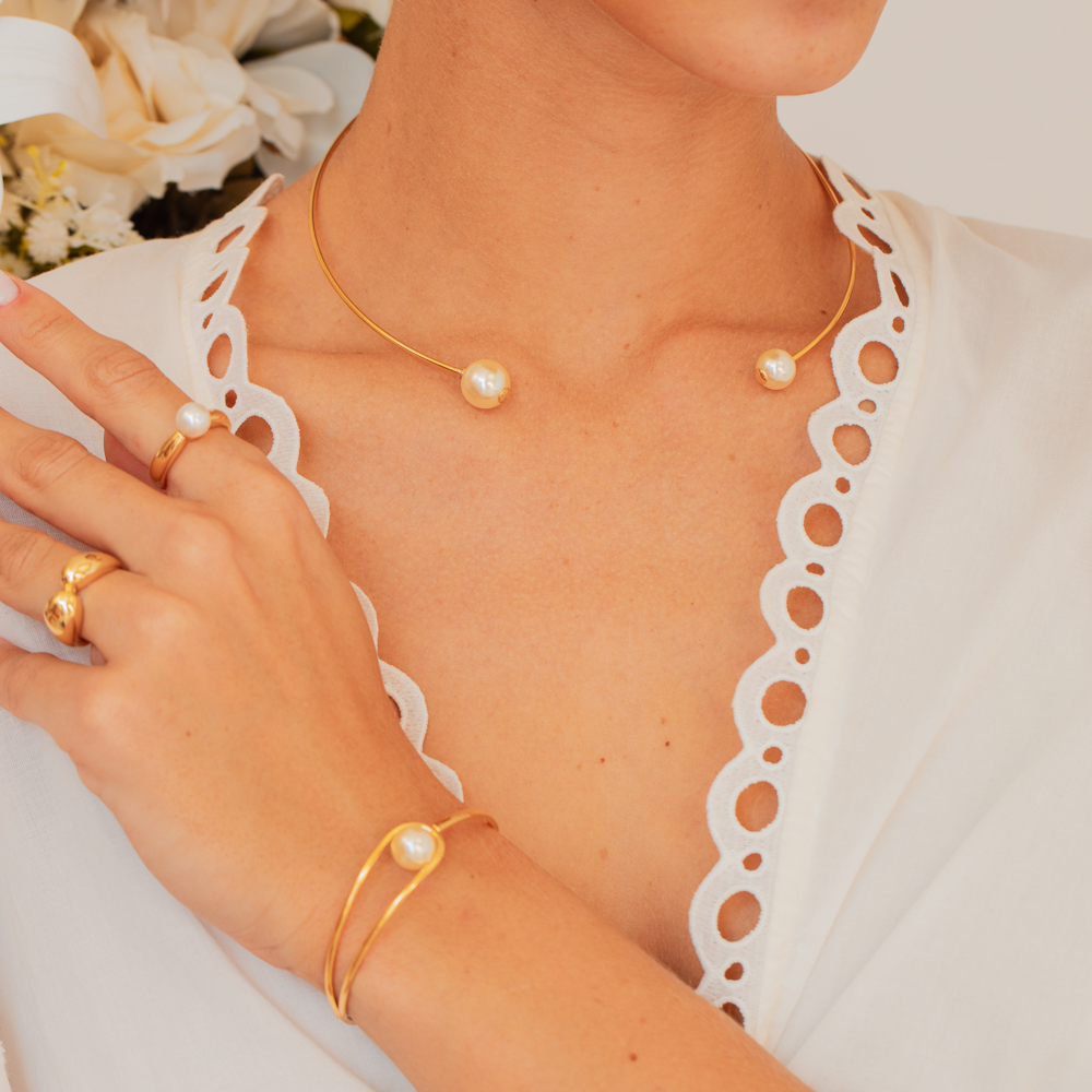 BRACELETE FLOR DE PEÔNIA BANHO OURO 18K