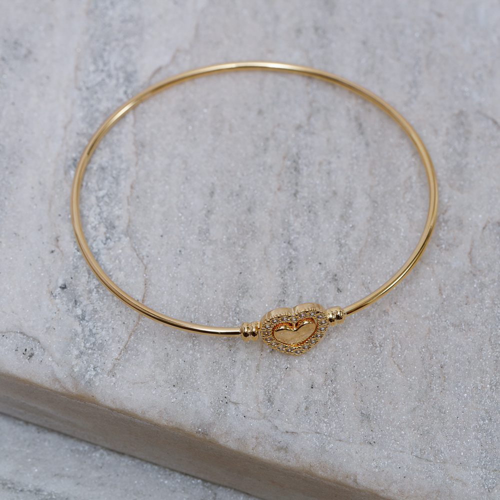 BRACELETE CORAÇÃO MONTAGEM BANHO OURO 18K