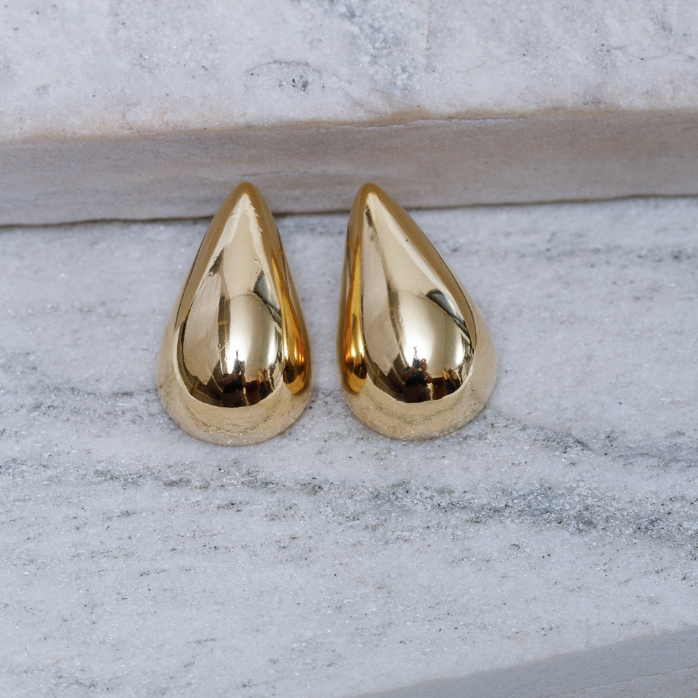 BRINCO GOTA MÉDIA ABAULADA BANHO OURO 18K