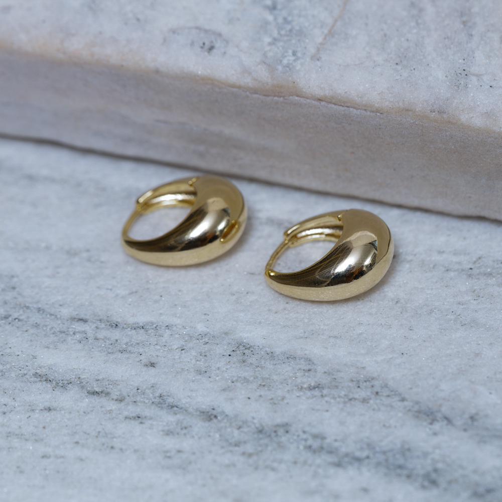 BRINCO ARGOLA GOTINHA P ABAULADA BANHO OURO 18K