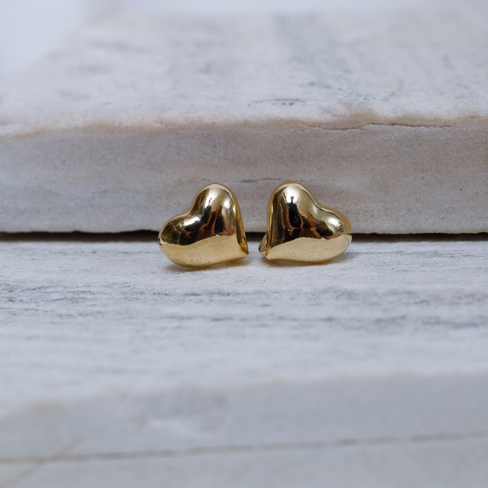 BRINCO ARGOLA CORAÇÃO IRREGULAR BANHO OURO 18K